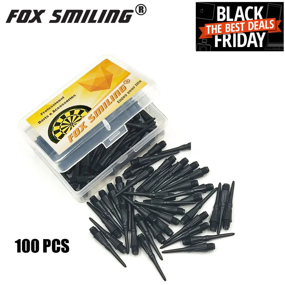 100PCS Colorful 25mm 2BA Professional Nylon Soft Tip Darts And Electronic Points Accessories Fox Smiling With Gift Flights