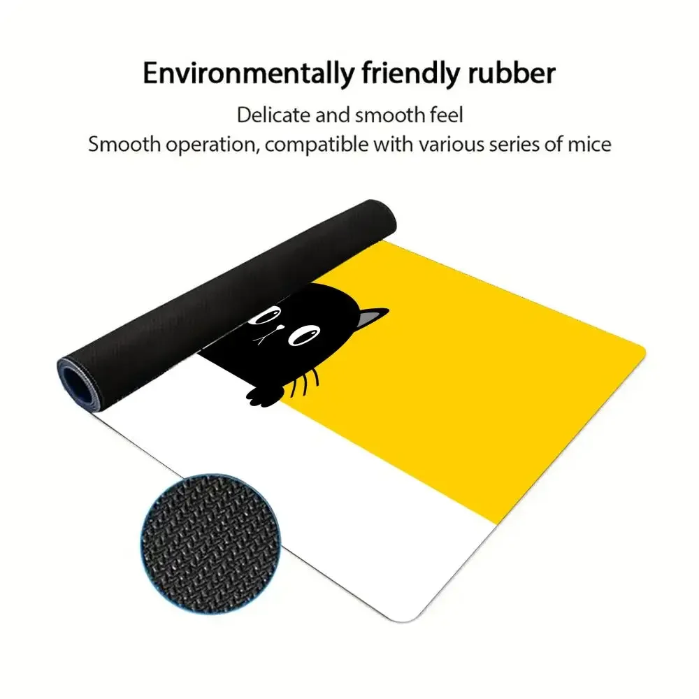 面白い黒猫マウスパッド大型ゲームアートデスクアクセサリー美的滑り止め縫い目エッジマウスパッドラップトップタブレットマットPCプレイマット