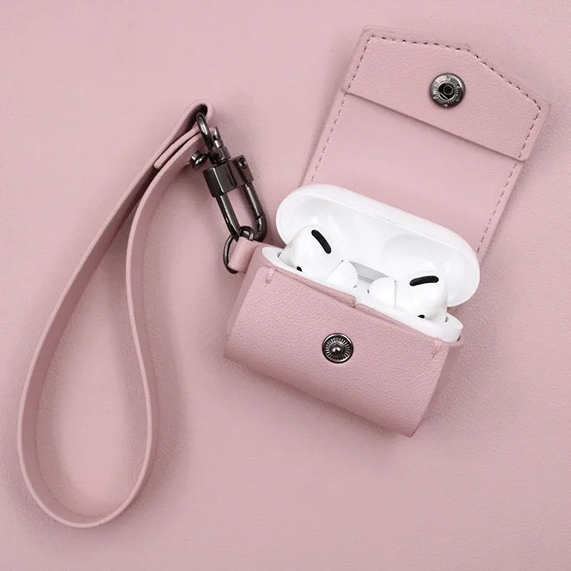 Para AirPods Pro funda con correas, funda protectora de cuero suave para Apple para AirPod Pro funda de 2a/1a generación, funda Acce