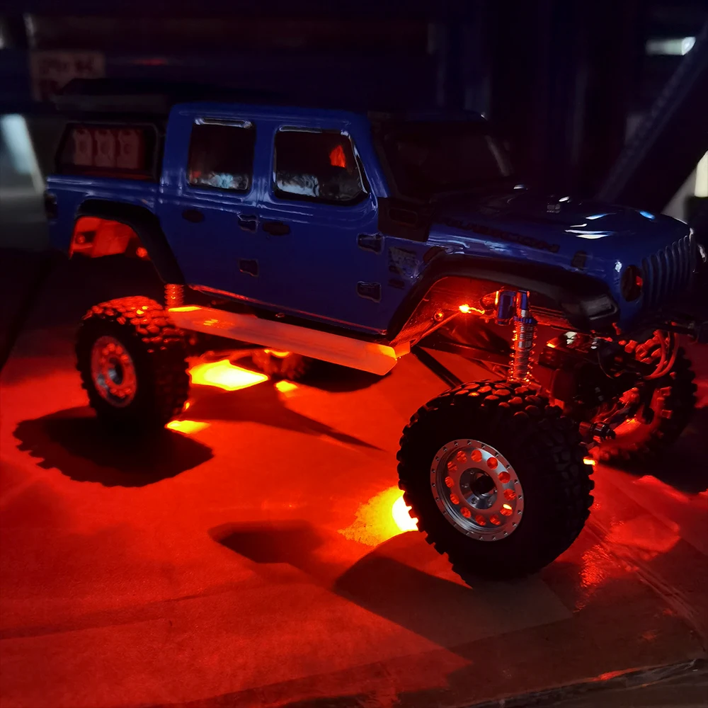 MIBIDAO Red Chassis Lights for Axial SCX24 AXI00005 JEEP Gladiator 1/24 Scale RC Crawler Car Model Uprade Parts