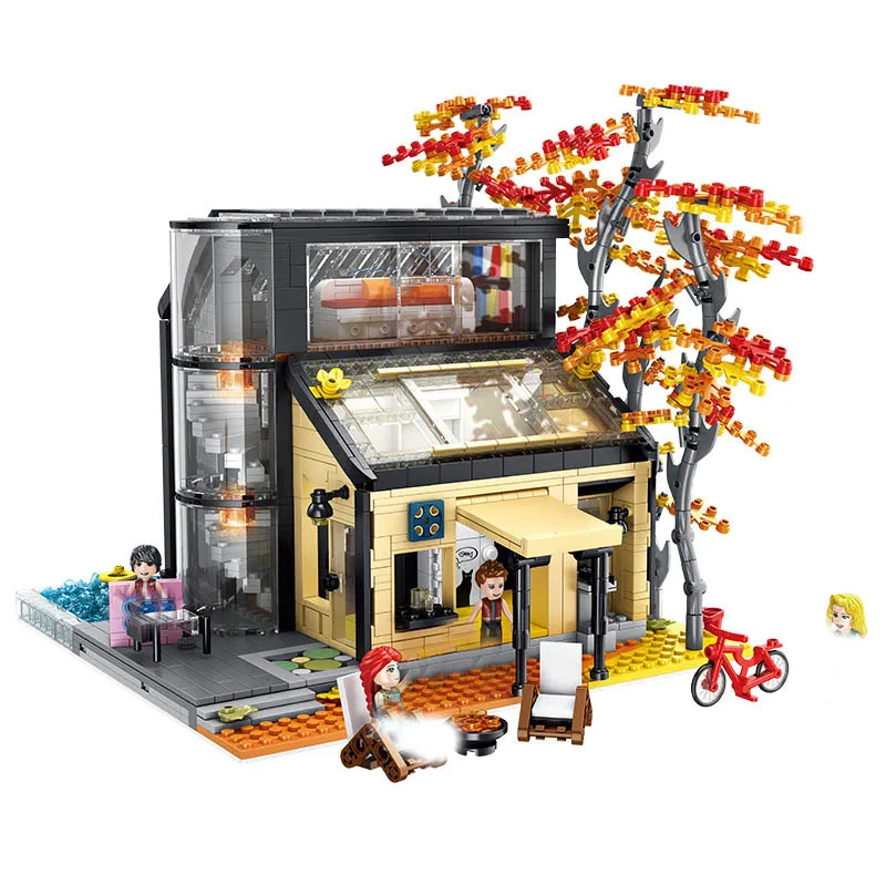 IN STOCK MOC Creative City Light Dream Cottage Maple Forest Villa Street View Building Blocks Bricks Construction Model Gift Set