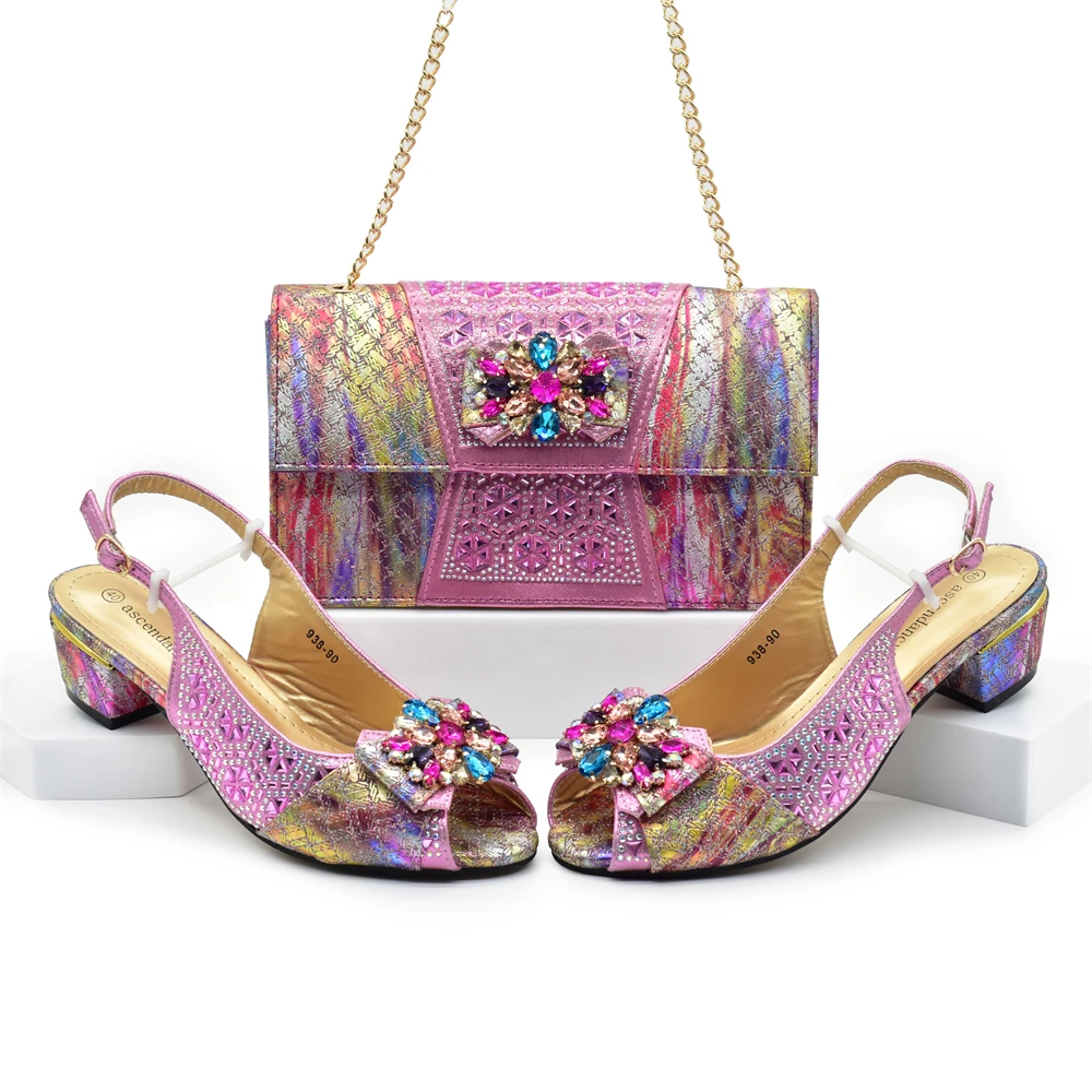 

doershow High Quality African Style Ladies Shoes And Bags Set Latest colorful Italian Shoes And Bag Set For Party HFG1-5