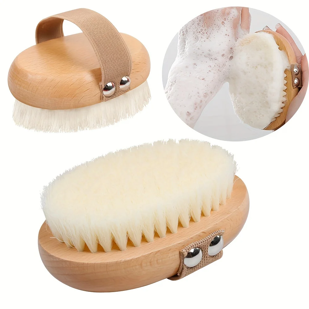 

Soft Bristle Wooden Exfoliator Bath Scrubber - Beech Wood Body Brush for Dry or Wet Exfoliation, Polyester Bristles, Ideal for Skin Care Routine, Skin Care Tool | Natural Wooden Brush | Smooth Brushing Texture, Body Brushes