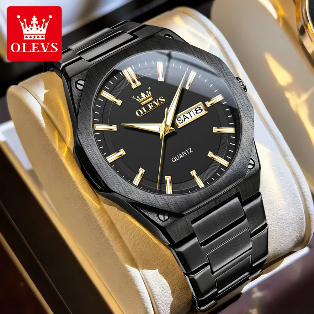 

OLEVS Оригинальные мужские часы, спортивные кварцевые часы, повседневные часы ﻿ Модные водонепроницаемые светящиеся часы с указанием дня недели и даты для мужчин, новинка Reloj 3733