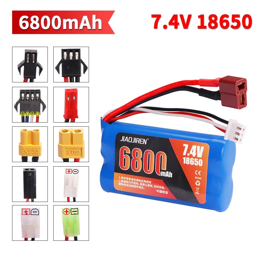 

7.4V 6800mah 18650 Lipo Battery for Q46 Wltoy 10428 12428/12423 X9115 144001 RC Car Spare Accessories 7.4V high capacity battery