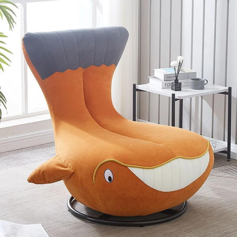 Casual single sofa chair Home simple modern lazy sofa Living room balcony Internet celebrity rotating whale chair