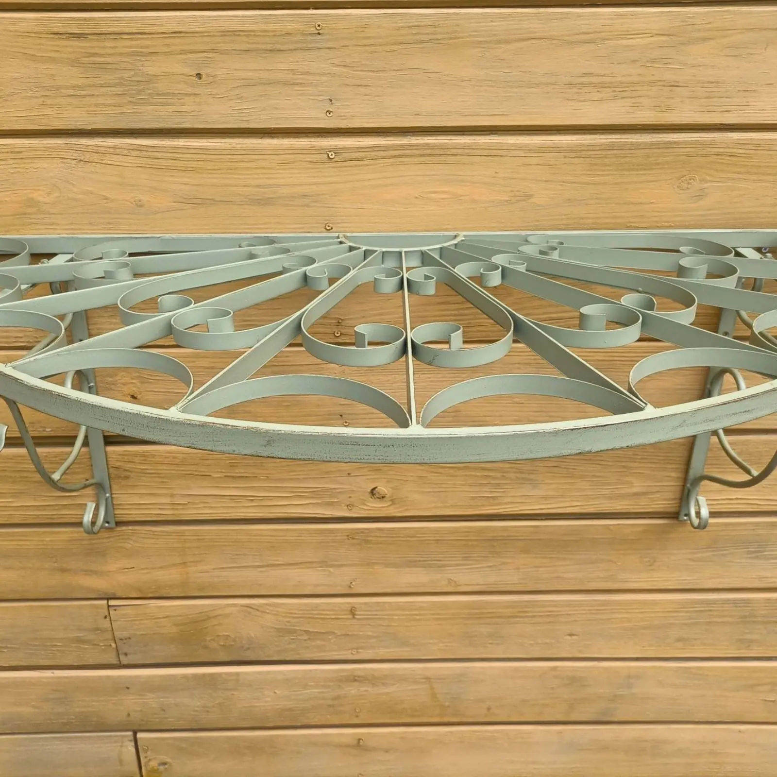 Half Round Wall Planter Shelf Distressed Finish Decorative Awning Garden Decor for Patio, Courtyard