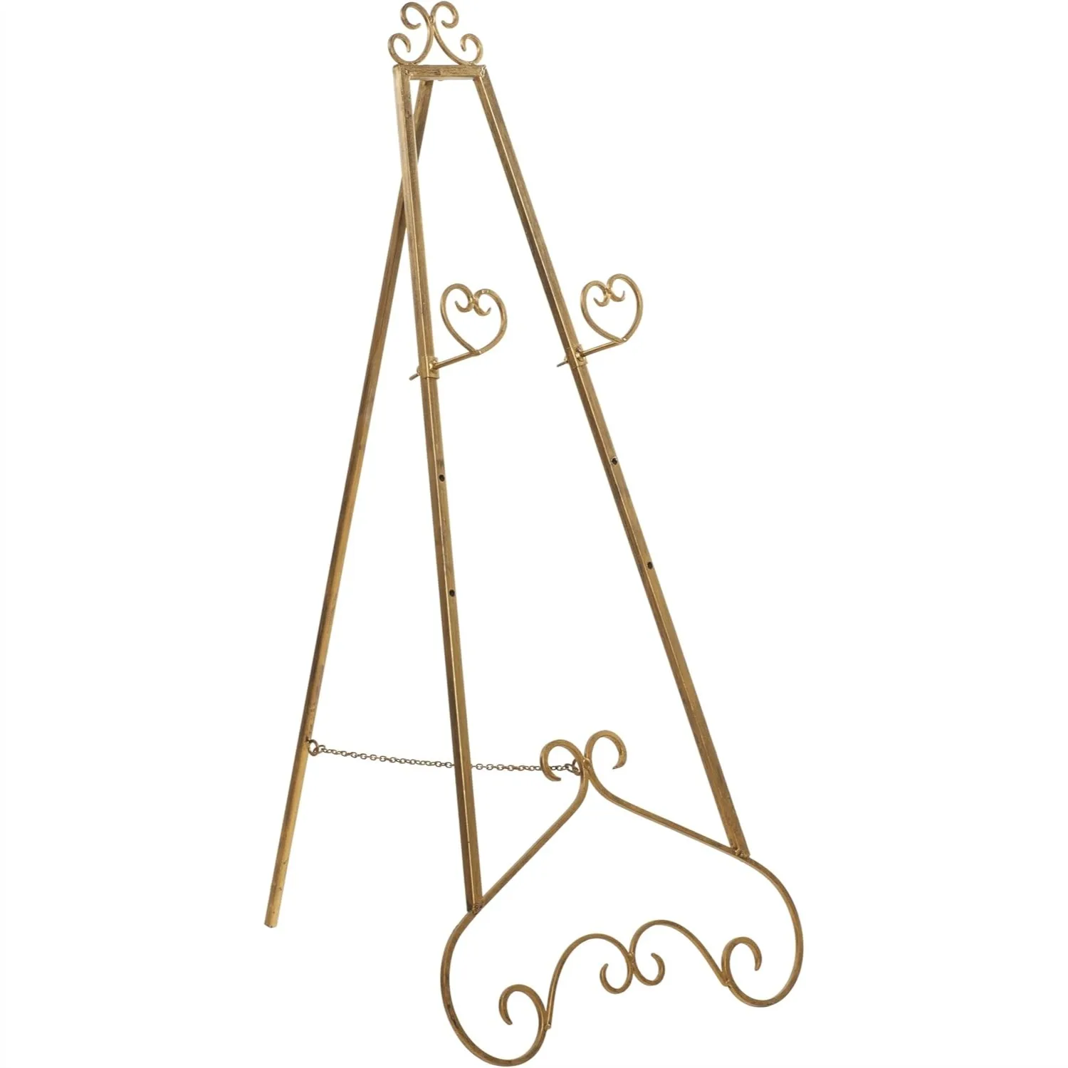 

Metal Scroll Display Easel, 3 Tier Floor Standing Easel, Adjustable Tall Easel Stand for Decor, 21x25x48 Inch Gold