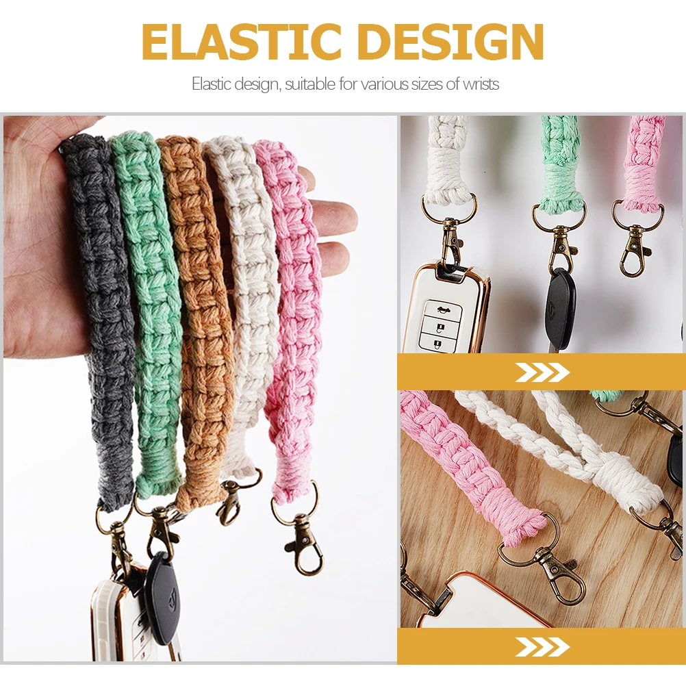 Llavero correa de muñeca cordón pulsera para llaves titular cartera mujer cuerda de algodón Material duradero regalos de uso diario