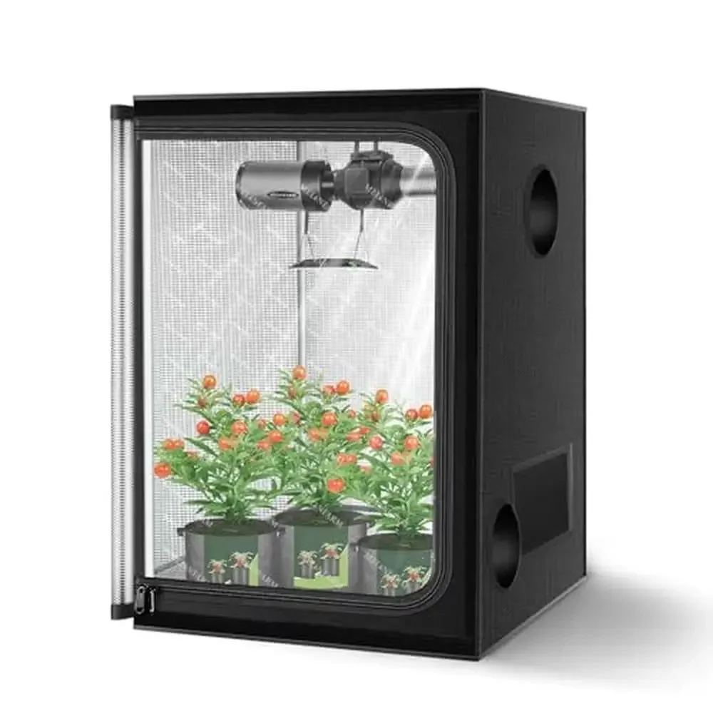 Grow Tent 24x24x32 Reflective 2100D Mylar Diamond Canvas Double Door Tray Indoor Plant Growth Tent Greenhouse Metal Frame PET