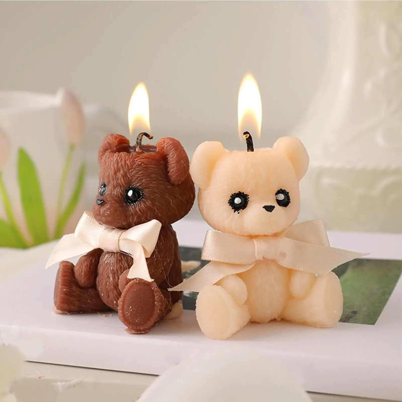 Bear Shaped Candle Scented Aesthetic Cute Decorative Soy Wax Candle for Memorial Desk Decor Living Room Party Favors Gift image 4