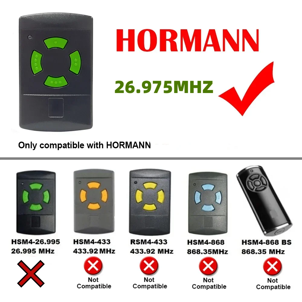 Telecomando per porta del garage con codice fisso con codice fisso HS1 HS2 HS4 da 26,975 MHz