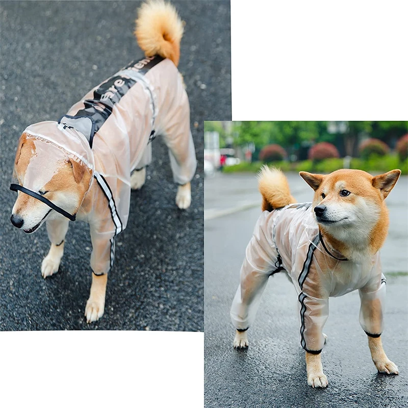 Dog Raincoat Portable Waterproof Transparent Rainwear for Small Medium Large Dogs Light Breathable Hooded Rain Jacket Cape