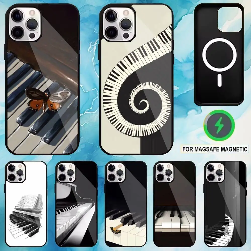 

Piano keys notes Phone Case For iPhone17,16,15,14,13,12,11 Plus,Pro Max Magnetic For Magsafe Wireless Charging