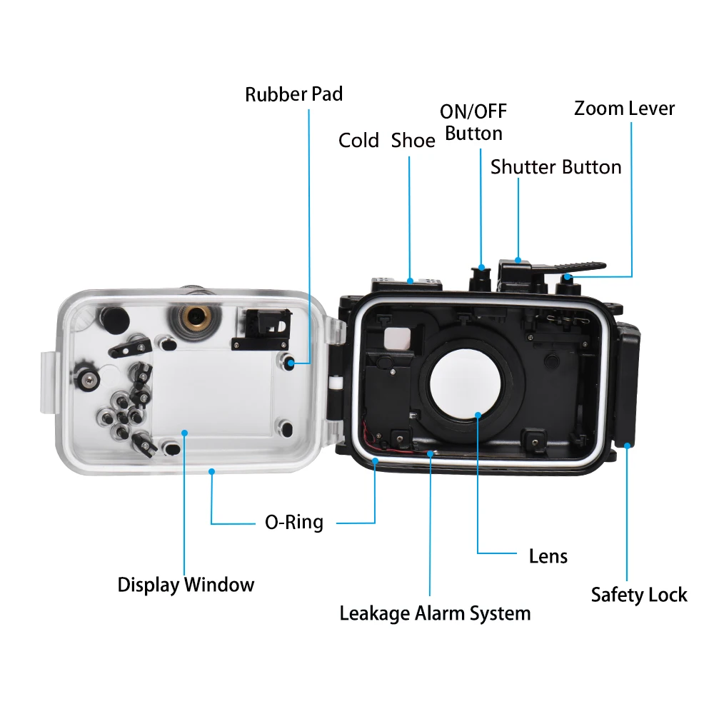 Waterproof housing Case WPC-TG7 Diving135ft/40m Work for Olympus TG-7 Camera(Red+Yellow Filter)