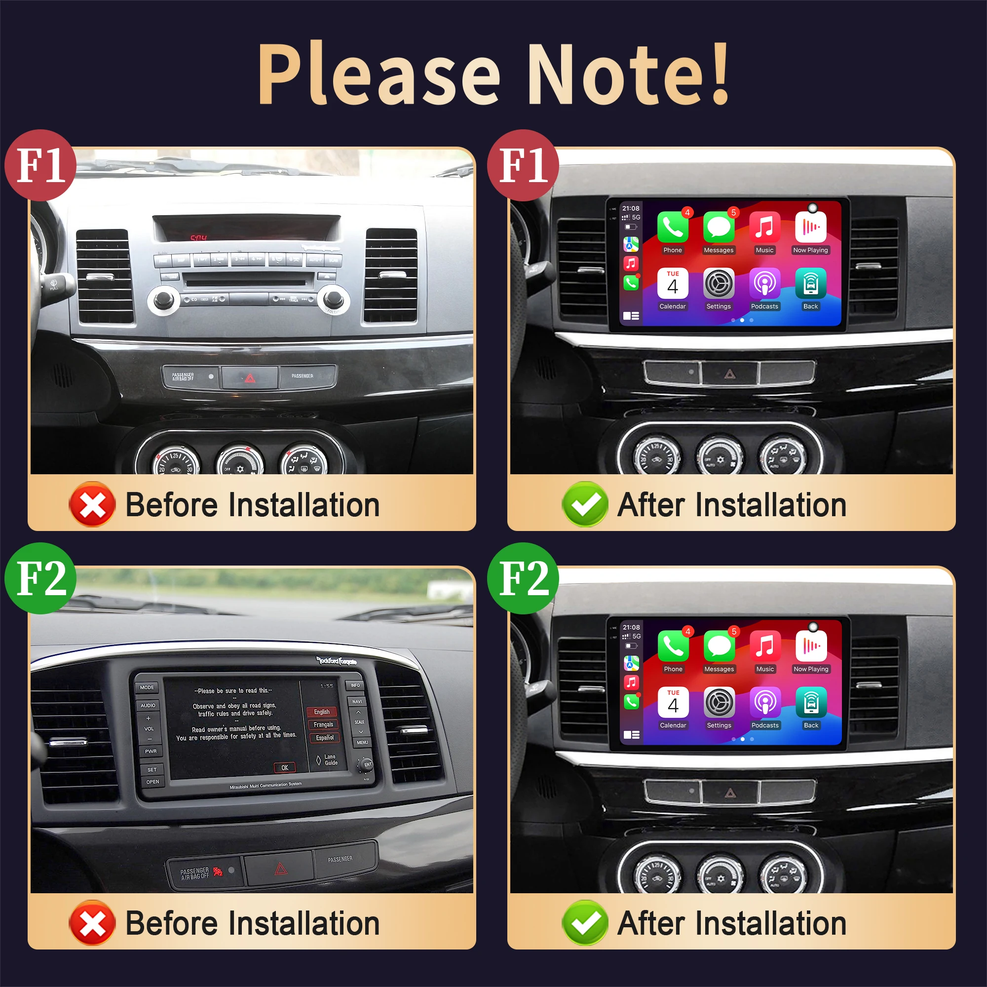 10 inch For MITSUBISHI LANCER 2007-2012 Car Radio Android 16 Multimedia BT Carplay Navigation 2K QLED Screen