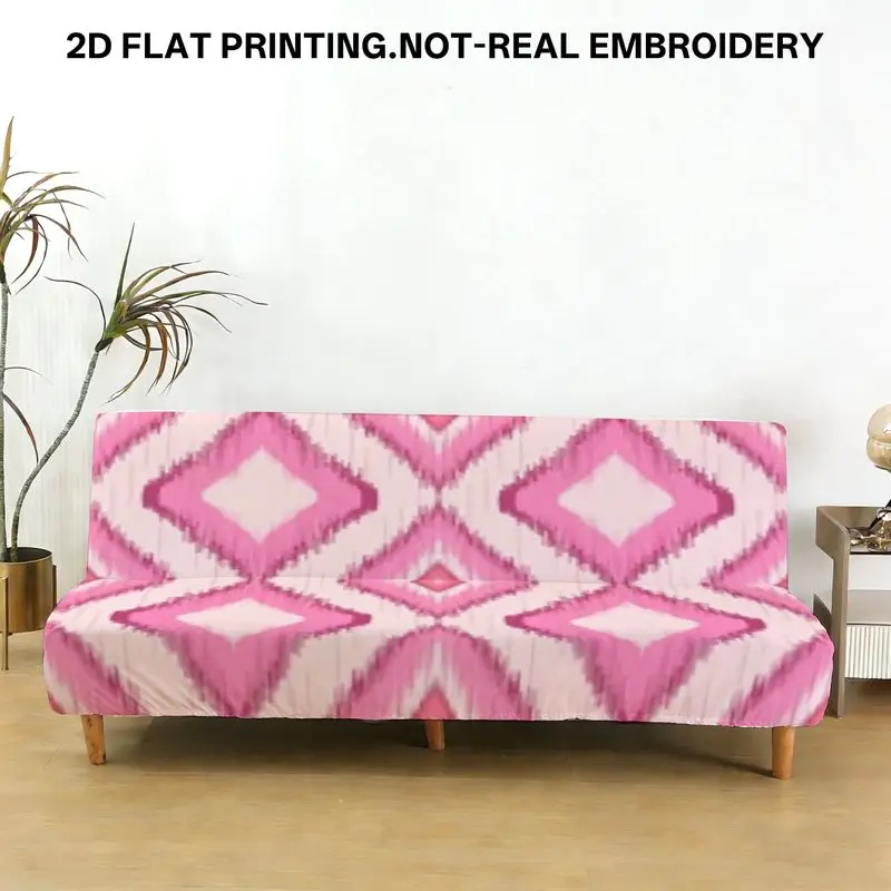 

Чехол на диван-кровать с розовым геометрическим узором, блокирующий ромбовидный узор, эластичный складной чехол на диван-кровать без подлокотников
