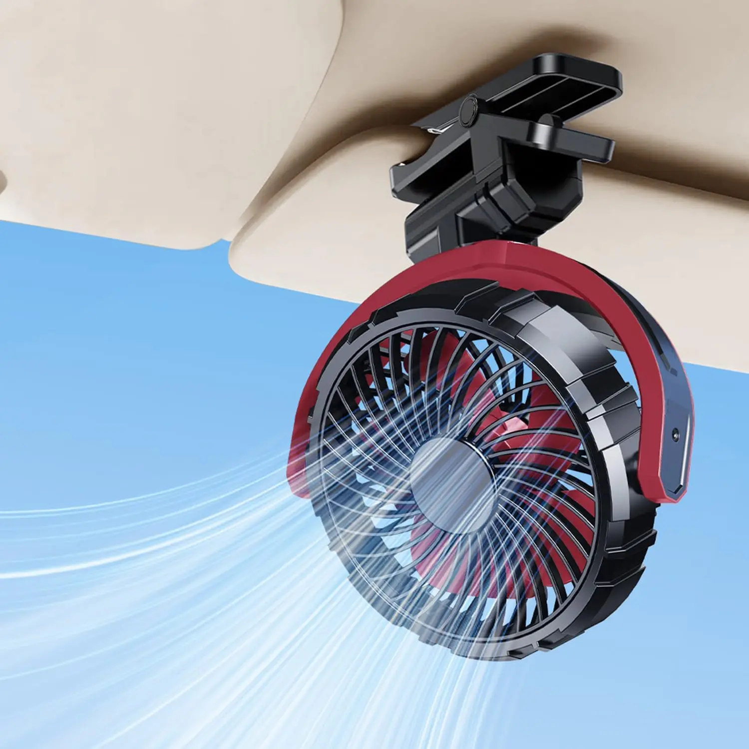 

Car Fan Clip On Sun Visor Fan,5V USB Rechargeable 2000mAh Battery Powered Portable Small Fans,360°Rotatable Car Fans That Blow