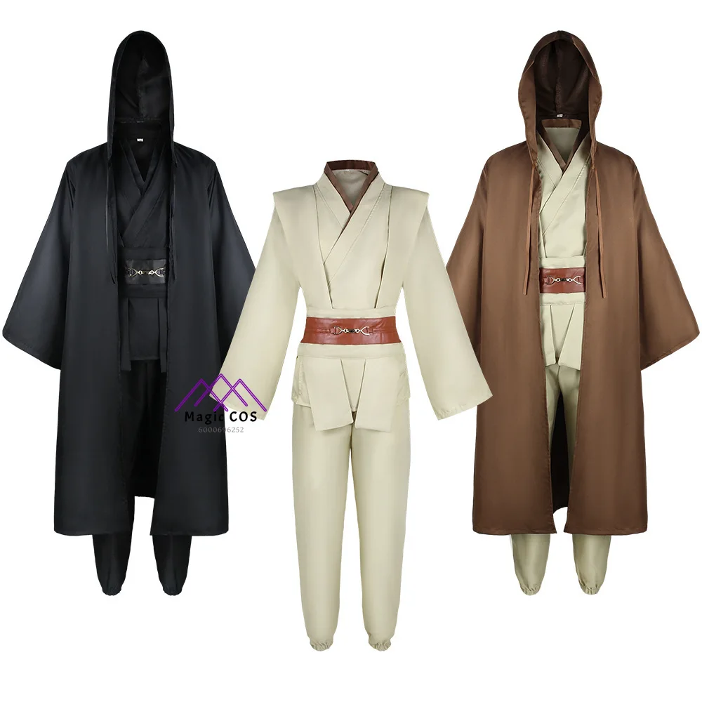 

Jedi Knight Obi-Wan Kenobi Hot Cosplay Costume Battle Suit with Cloak Full Set Disguise Outfit for Halloween Carnival Roleplay