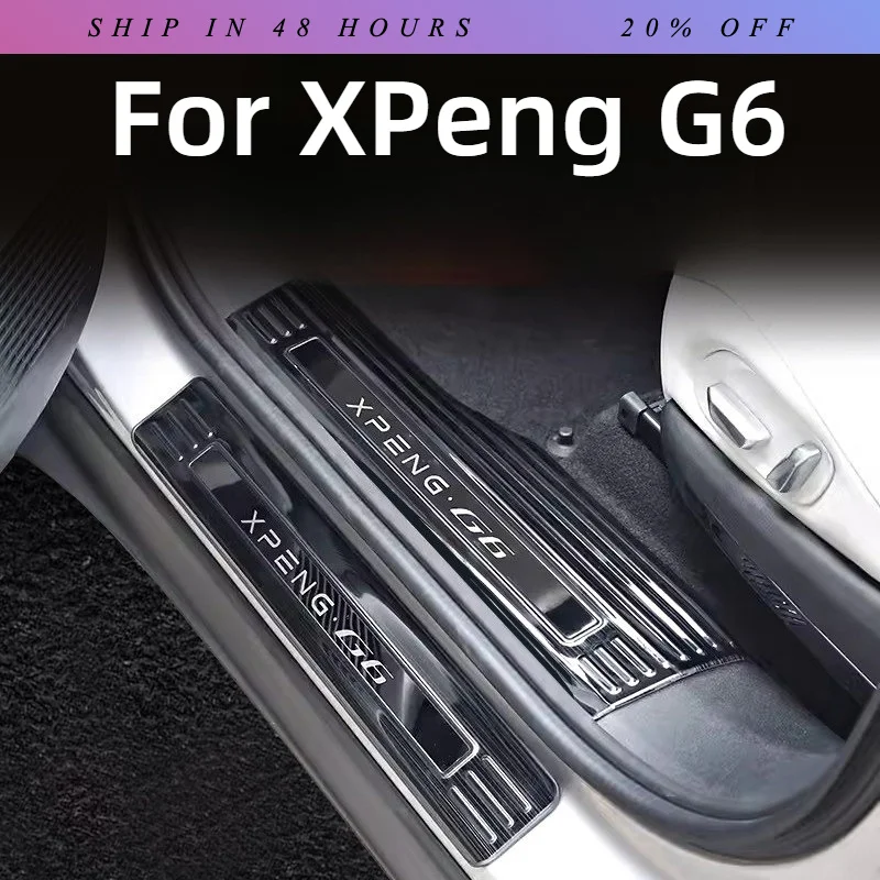IOSN Fit For XPeng G6 2023-2025 Car Stainless Steel Door Sill Strip Welcome Pedal Protection Sticker Upgrade