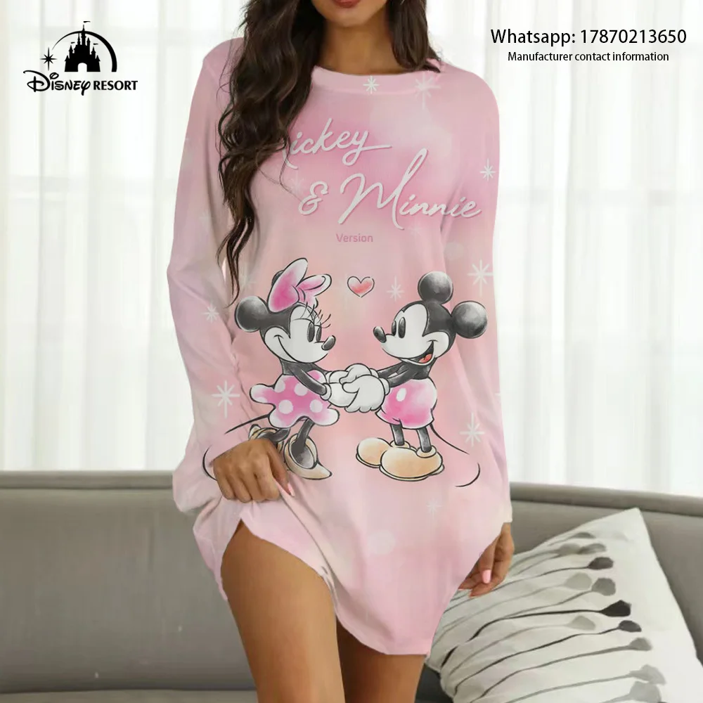 

Mickey and Minnie Cartoon Print Fashion Casual Sexy Party Ladies Loungewear 2022 Fall New Disney Brand Boho Y2K