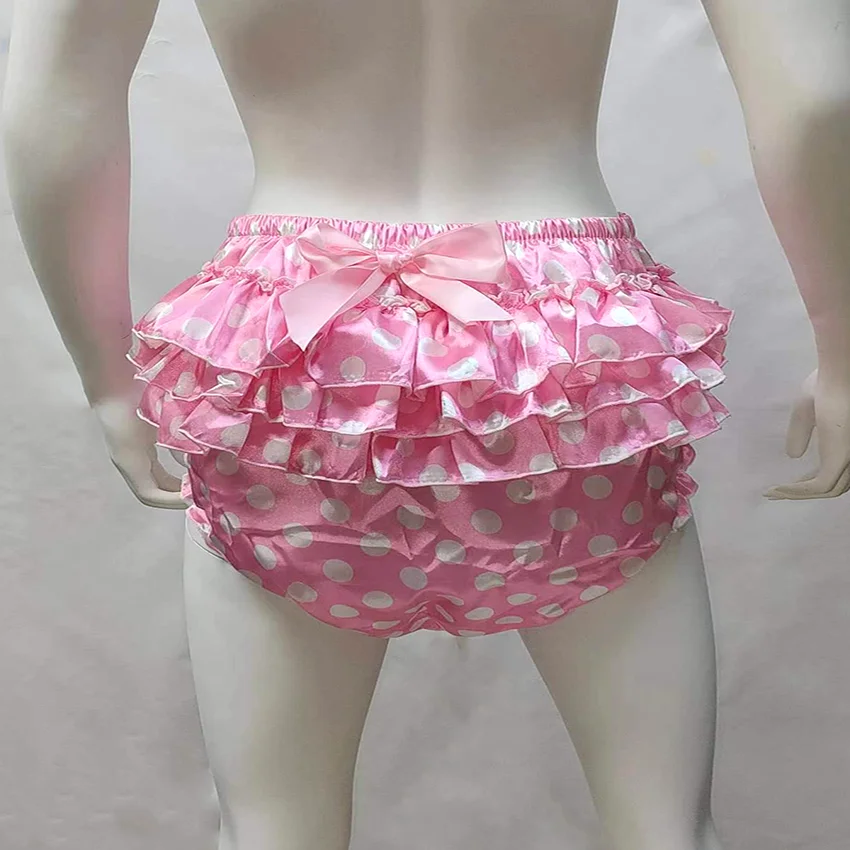 Langkee Haian ABDL PVC & Satijnen Ruffle Rhumba Trekbare Plastic Broek