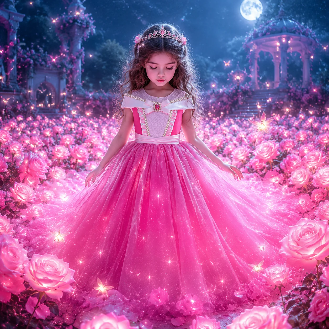 

Pink Aurora Sleeping Beauty Dress Up Costume for Girls Princess Cosplay Carnival Birthday Party Kids Outfit 2-8Y Birthday Gifts