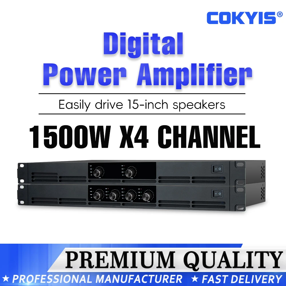 Digital Amplifiers 1500WX4 COKYIS Stage Karaoke DJ power amplifier professional for stage 4 Channel amp Audio interface