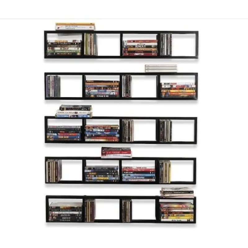 CD Storage Shelf for Wall, 34 Inch Media Storage Rack, Wall Mounted Video Games CD DVD Organizer Metal Shelf, Cube