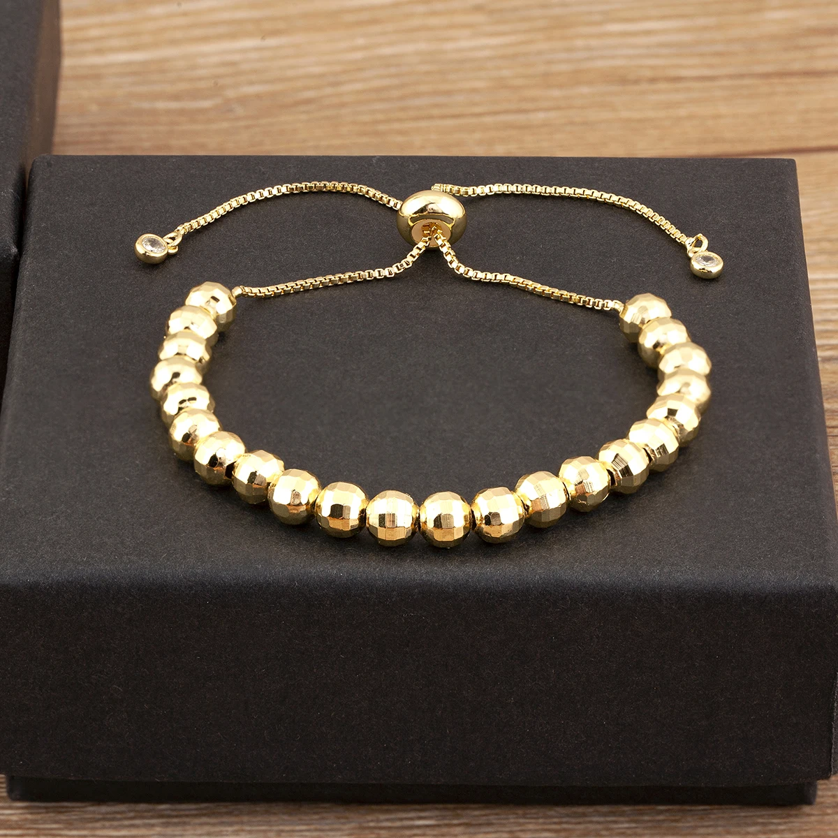 Nidin Elegant Bead Bracelet For Women Adjustable Drawstring Slider Chain Bracelets Minimalist Daily Wear Jewelry Birthday Gifts