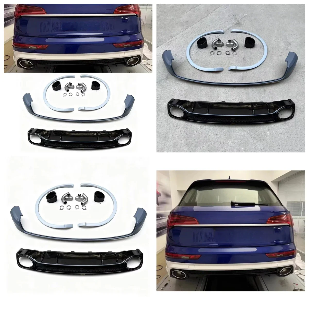 BR S-line Normal Version Car Body Kit Rear Bumper With Diffuser Tail Throat For Q5 SQ5 To RSQ5 2021-2024