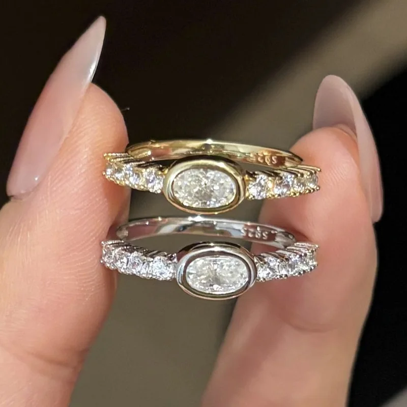 

Apaison Luxury Exquisite 4x6mm Moissanite Women Party Ring - Wedding Engagement Anniversary Gold Plated Jewelry Gift