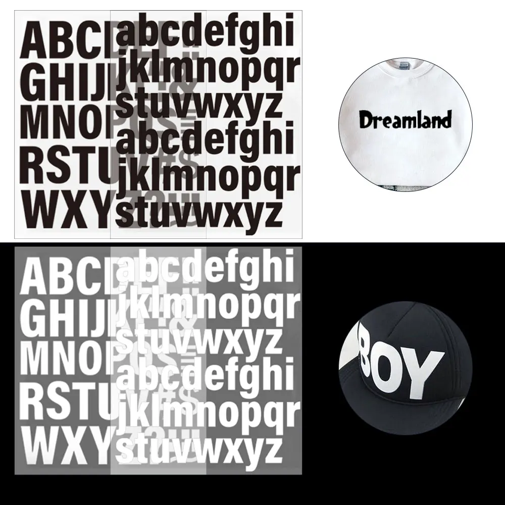 2 Sheets Iron On Letters For Clothing ，guangyintong HTV Heat Transfer Vinyl Alphanumeric Design For DIY Hats Clothes Bags Etc.