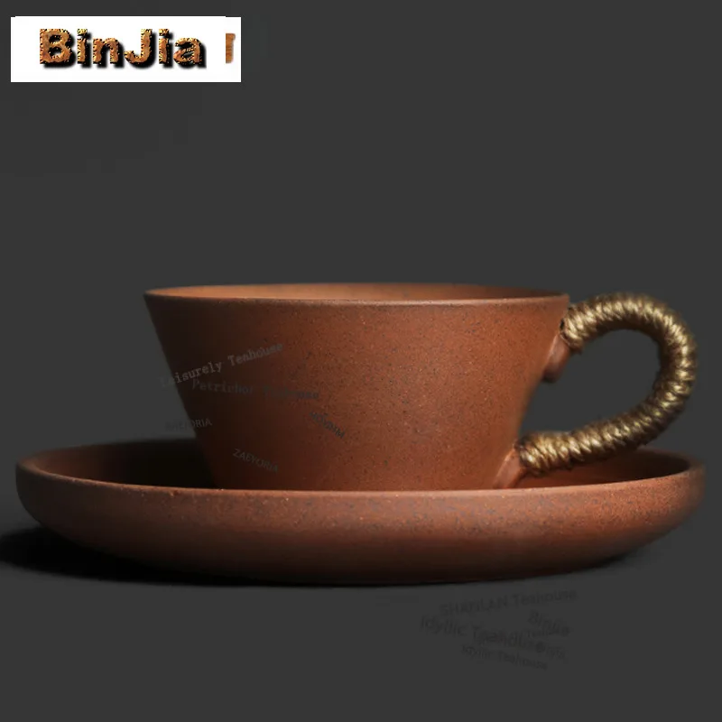 BAEJORIA 180ml Old Rock Clay Italian Coffee Mug Ancient Couple Handgrip Cups Afternoon Tea Mug Office Water Cup Decoration Gifts