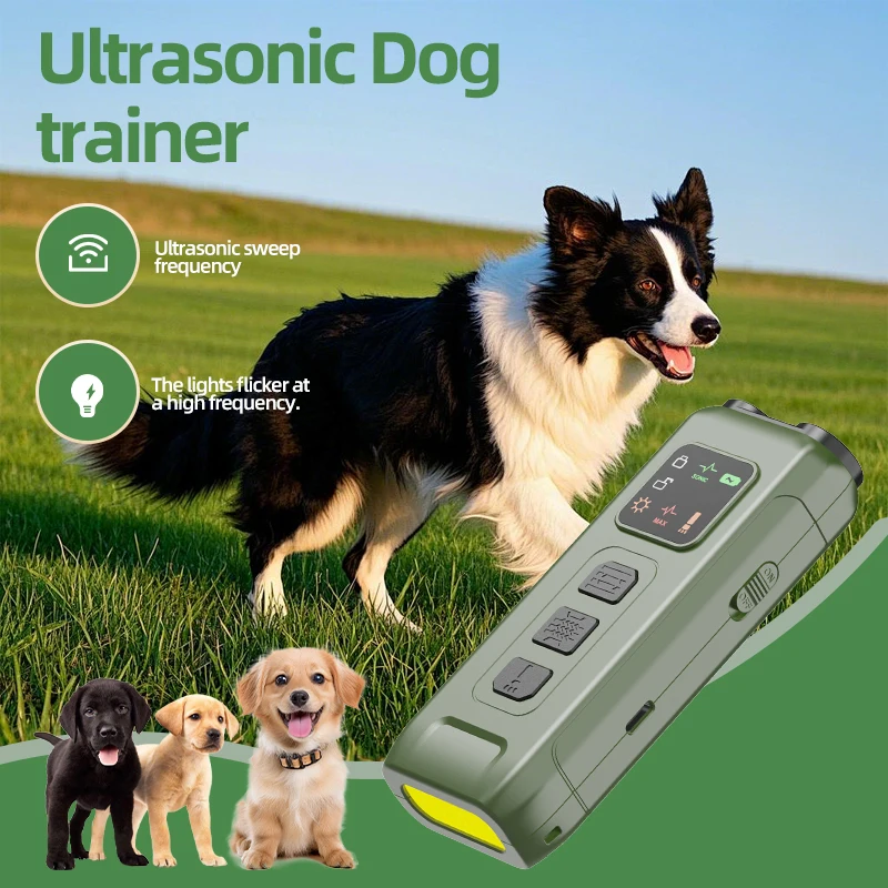 Dual-Head Dog Repellent Device with LED Flash Outdoor Barking Control Devicer Rechargeable Dog Bark Deterrent Devices