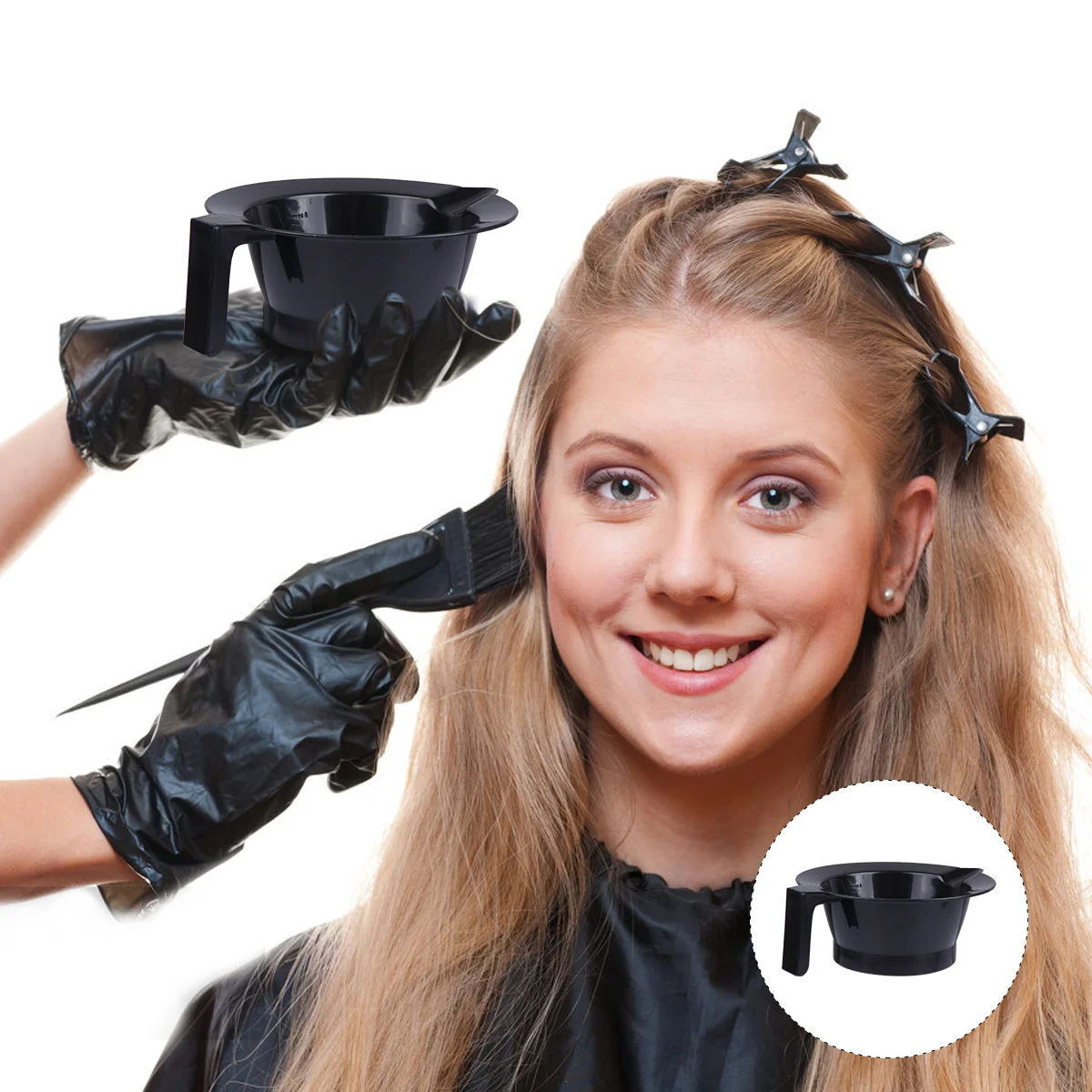 

Hair Dyeing Bowl Plastic Baked Oil Handle Hairdressing Special Tool Dying with Scale Supplies for Salon Measuring Cups
