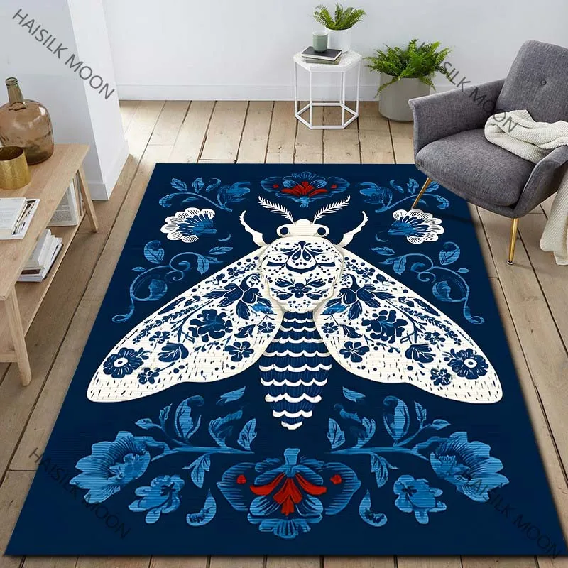 1PC Mysterious Moth Divination Elements Pattern Carpet for Living Room Bedroom Sofa Home Decor Non-slip Floor Mat Area Rug