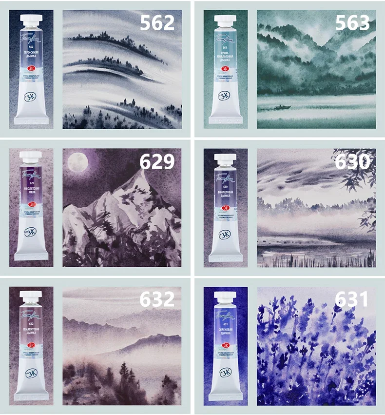 Russische White Nights Extra Fine Aquarellfarben in Künstlerqualität, 10-ml-Tuben, neue Grundfarben, geeignet für professionelle Kunstmalerei – Detail 6