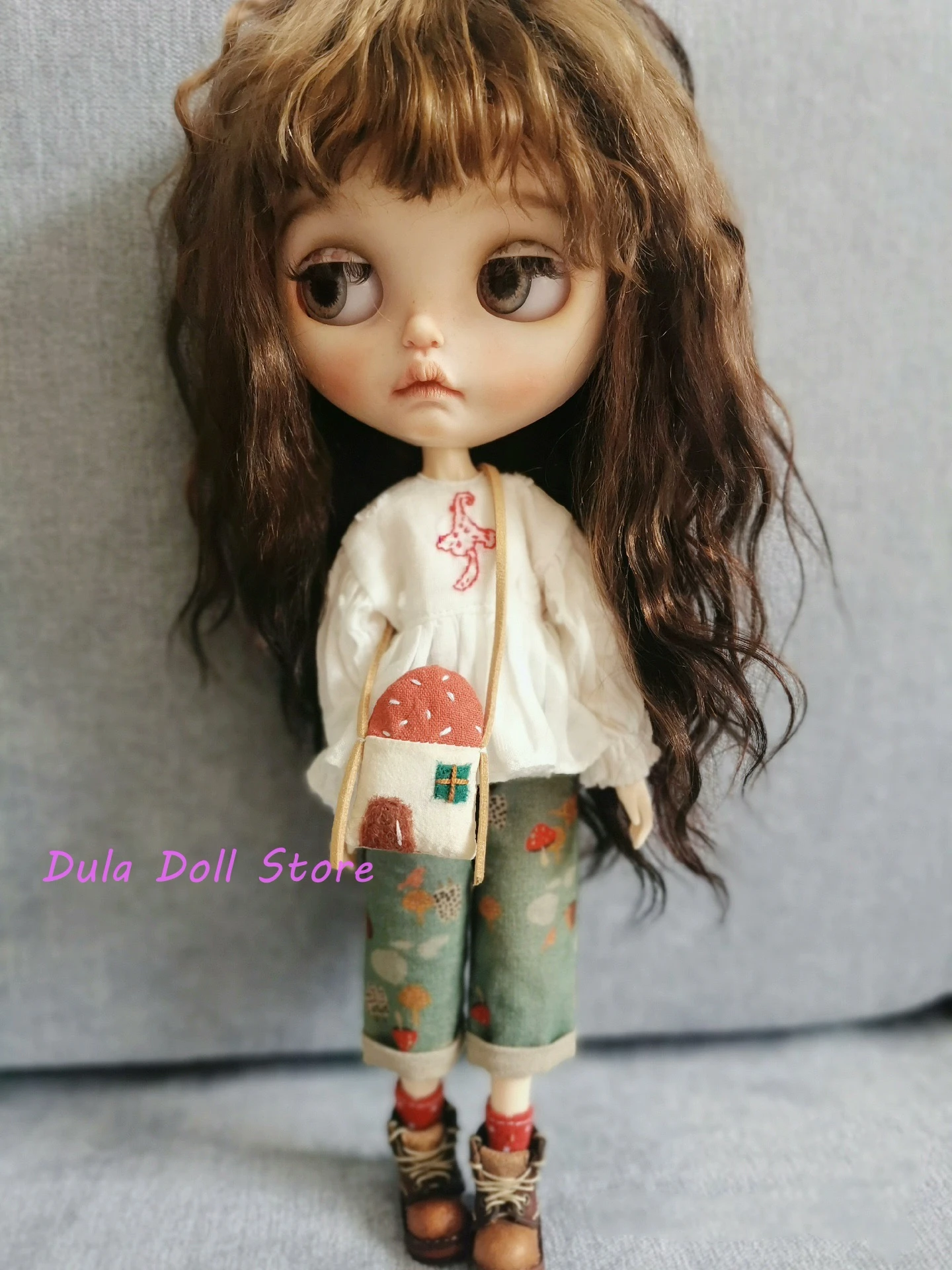 Dula Doll Clothes Dress pantaloni a gamba dritta ricamati a fungo Blythe ob24 Azone Licca ICY JerryB 1/6 accessori per bambole Bjd