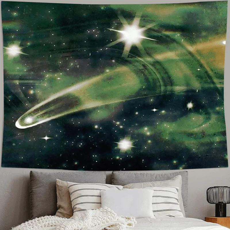 VIKAMA Cosmic Aurora Tapisserie Nebula Gradient Glow Wohnzimmer Sofa Hintergrund Sci-Fi Thema Sternenhimmel Raumdekoration