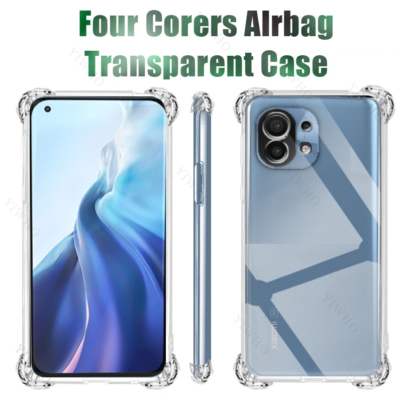 Safety Transparent Case for Xiaomi Mi 11 M2011K2C TPU Thickened Clear Phone Case for Xiaomi11 Shockproof Anti-scratch Covers