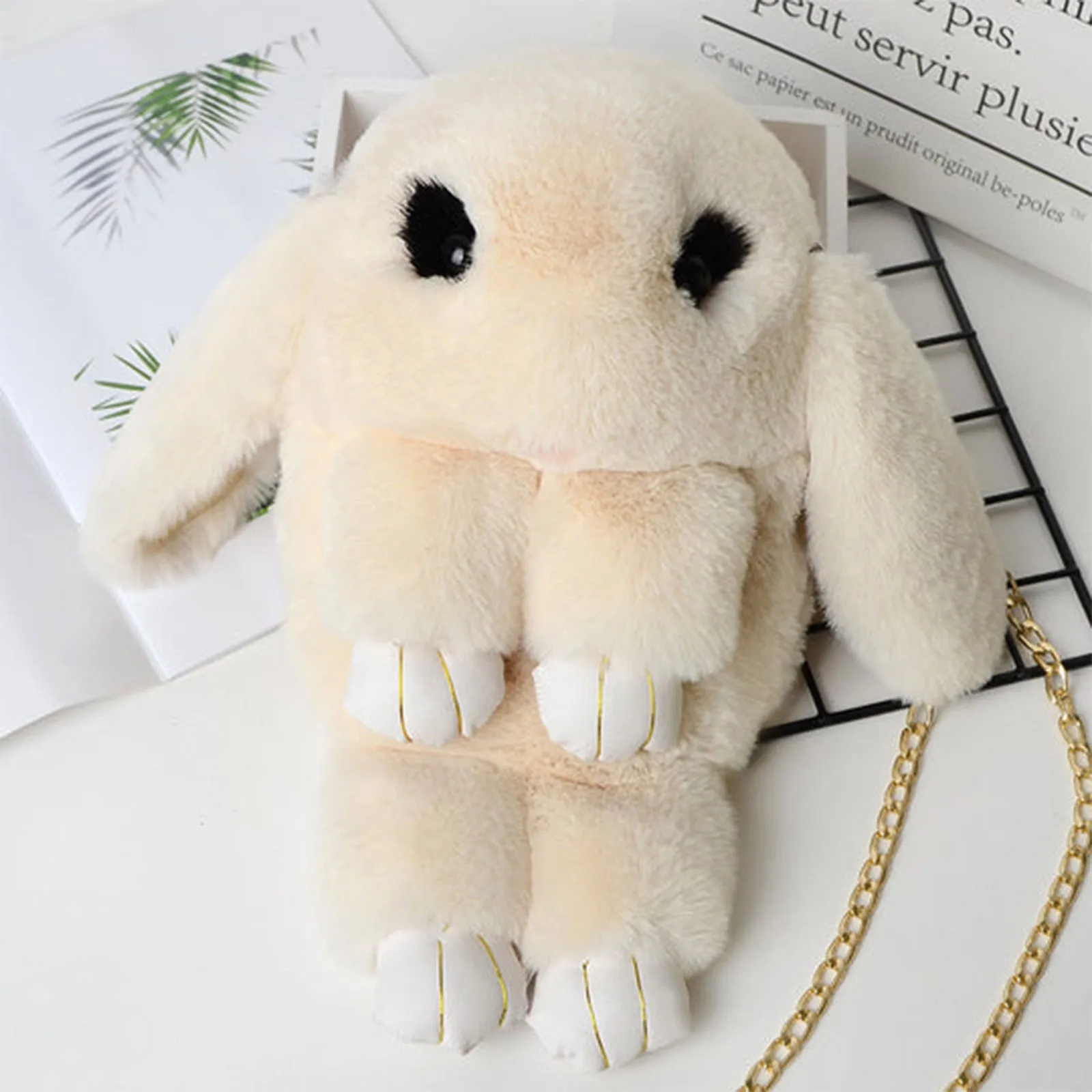 Cute Plush Rabbit Single Shoulder Bag Crossbody Bags Japanese Bunny Stuffed Rabbit Toy Children School Backpack Kids Gift Toys