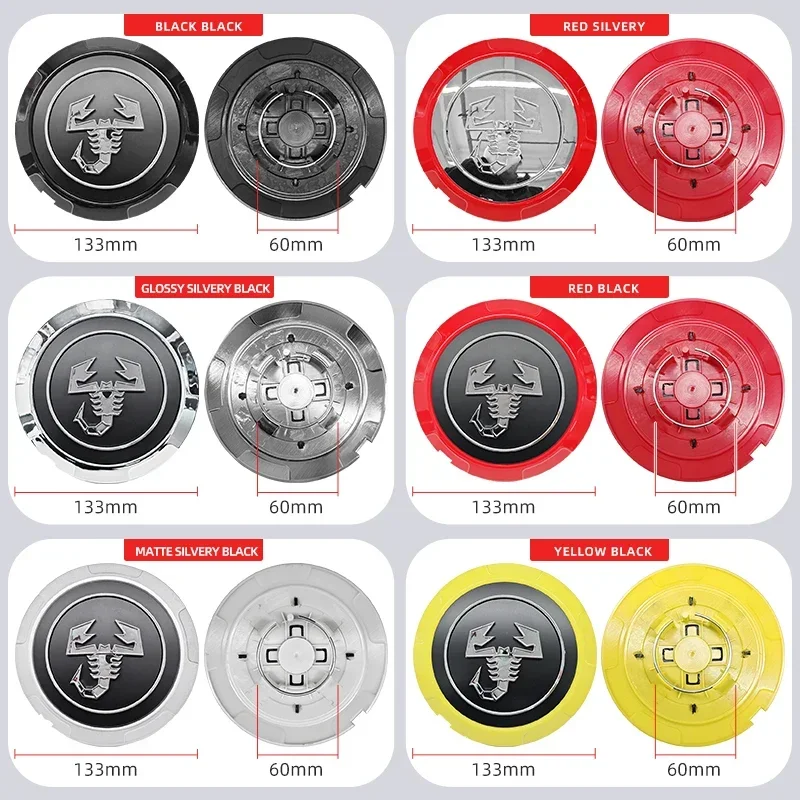 4PCS 133mm Car Wheel Hub Cover Emblem Sticker Accessory For Fiat Abarth 500 500C 500L 500X Tipo FR Panda Argo Freemont Viaggio