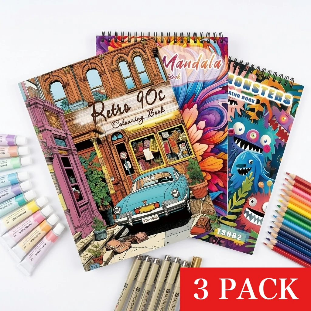 Ensemble de 3 livres de coloriage pour adultes - Design unique sur chaque page - Livres d'art de haute qualité, combinant l'art-thérapie et la formation à la pleine conscience