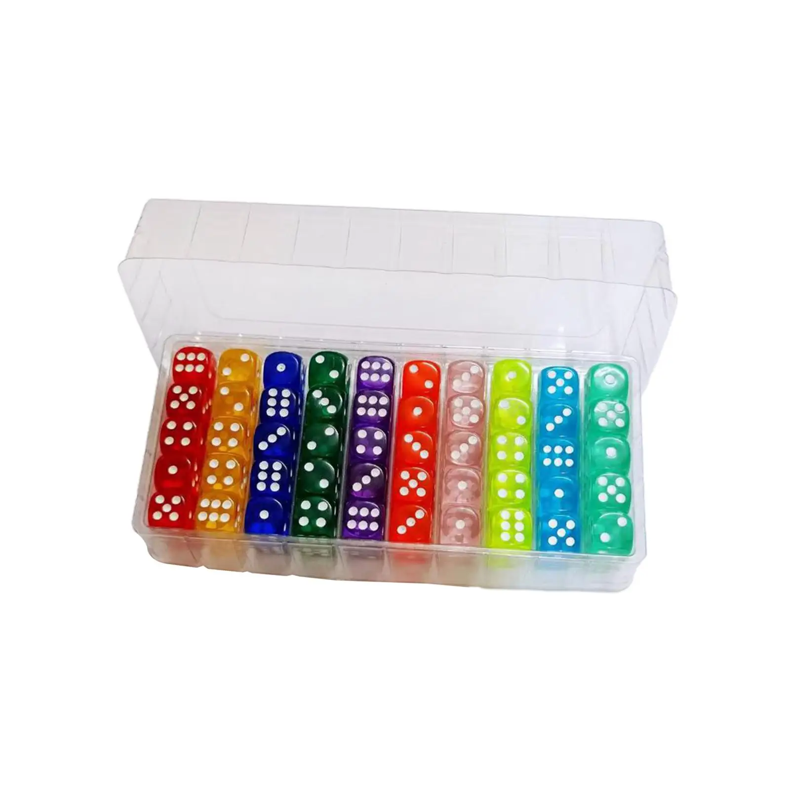 100 peças conjunto de dados de jogos de 6 lados dados acrílicos para jogos de tabuleiro ensino de matemática