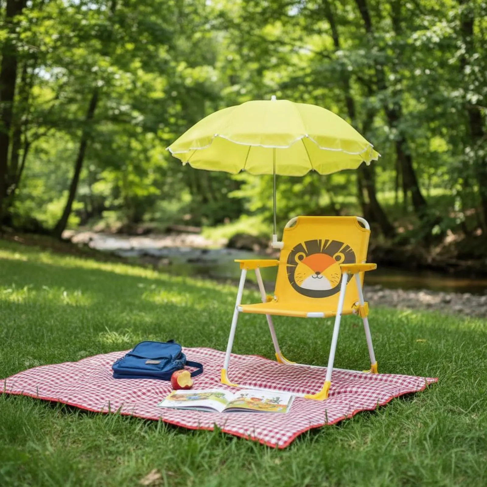 

Детский портативный стул с солнцезащитным козырьком, складной пляжный стул для детей с зонтиком, прочная металлическая рама, водонепроницаемый, для патио
