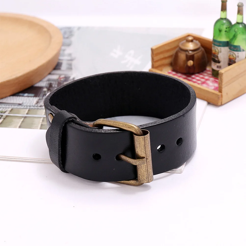 

1Pcs Black Adjustable Bracelet Cowhide Woven Wrist Chain Simple Chic Fashion Accessory Lightweight Gift for Birthday