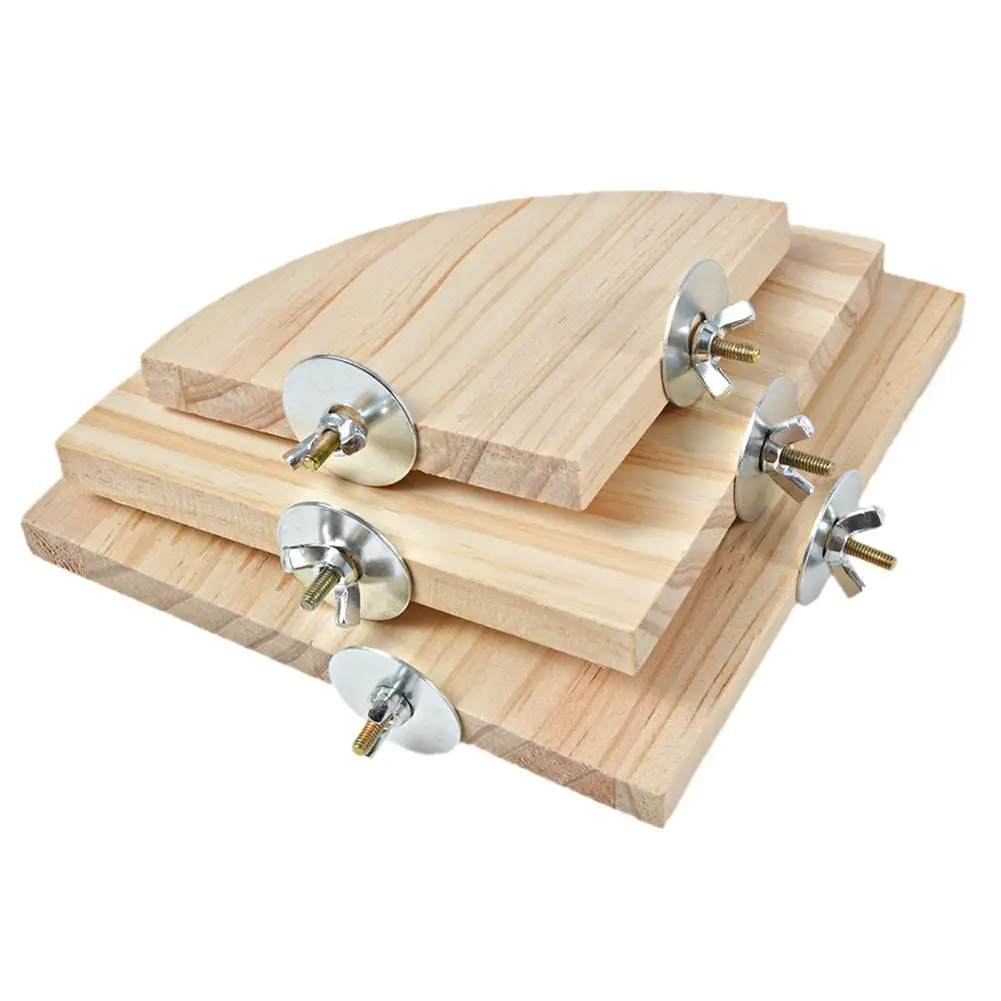 Wooden Platform Stand Rack Fan-shaped Perches Bird Cage Toys For Hamster Parrot Chinchilla Squirrel