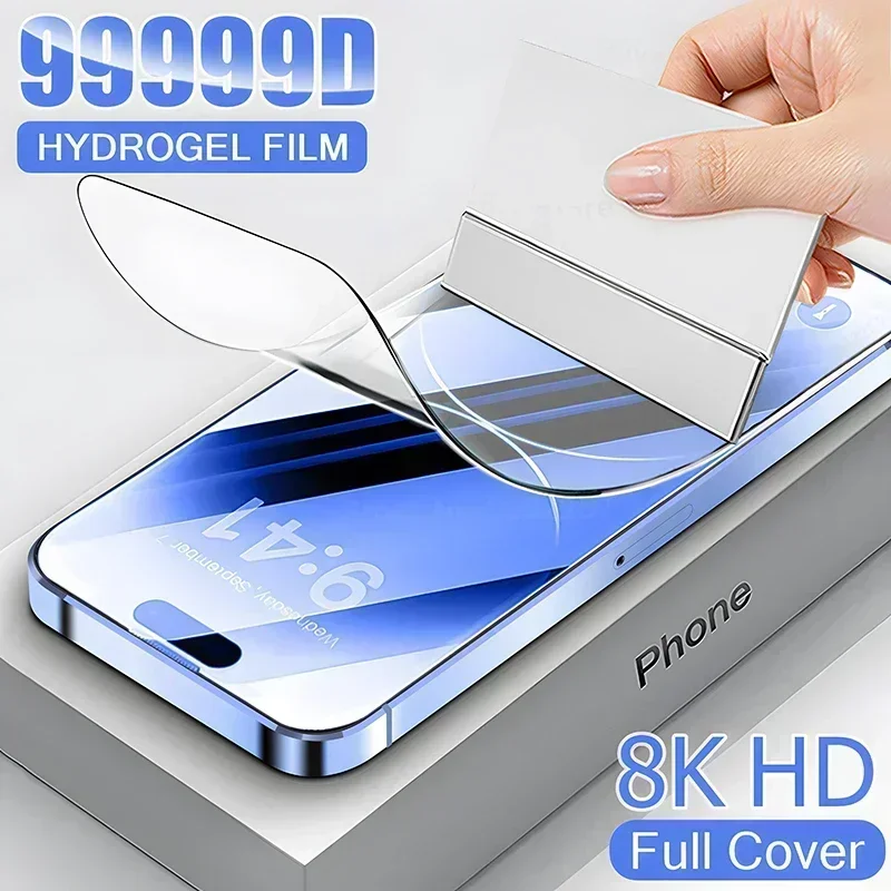 

1-4Pcs Screen Protector For iPhone 15 14 Pro Max 8 7 14 Plus Full Cover Hydrogel Film For 13 12 Mini 11 Pro XS Max XR Not Glass