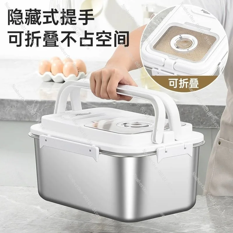 Pet stainless steel rice bucket, anti-insect and moisture-proof,thickened food-grade container,high-end household storage,sealed
